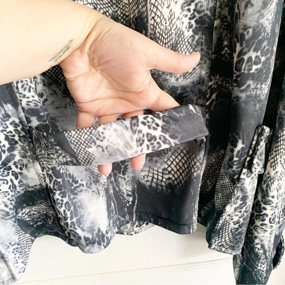 VTG Vintage Throwback 80s Jacket Leopard Print Long Sleeve High Neck L Retro - Picture 6 of 8